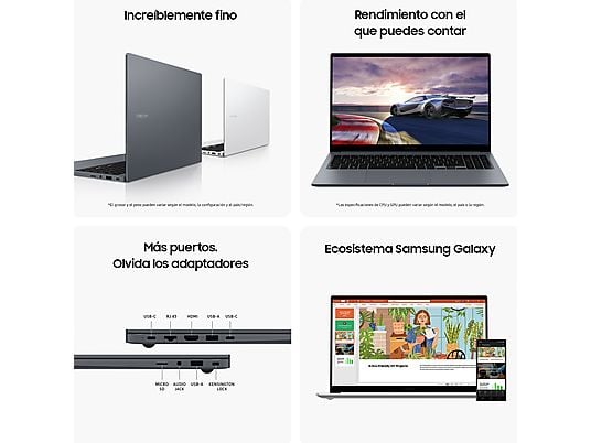Portátil - Samsung Galaxy Book4, 15.6" FHD, Intel® Core™ i5-1335U, 16GB RAM, 512GB SSD, Intel® Graphics, W11H, Gris