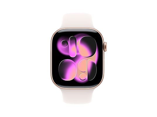 Apple Watch Series 11 (2025), GPS, 42 mm, Caja de aluminio Oro rosa, Correa deportiva Rosa rubor, S/M, Calidad del sueño, 24h Autonomía