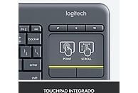 Teclado inalámbrico - Logitech K400 plus, Inalámbrico, Para PC/TV, Touchpad, Windows/Android, Personalizable, Pilas 18 meses, USB, Negro