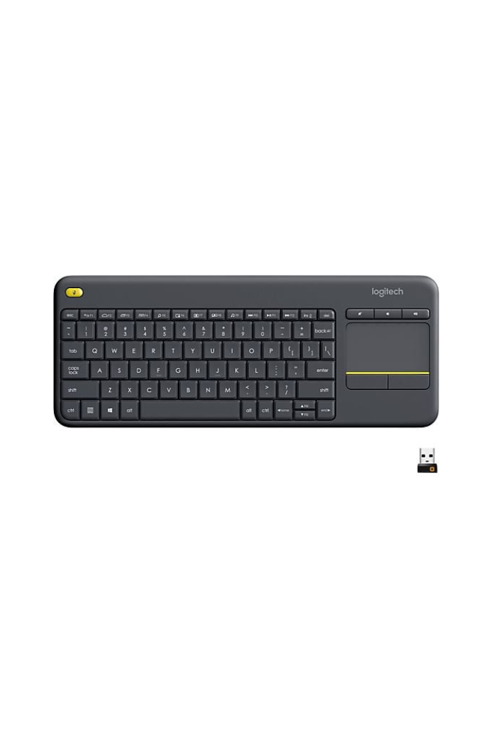 Teclado inalámbrico - Logitech K400 plus, Inalámbrico, Para PC/TV, Touchpad, Windows/Android, Personalizable, Pilas 18 meses, USB, Negro